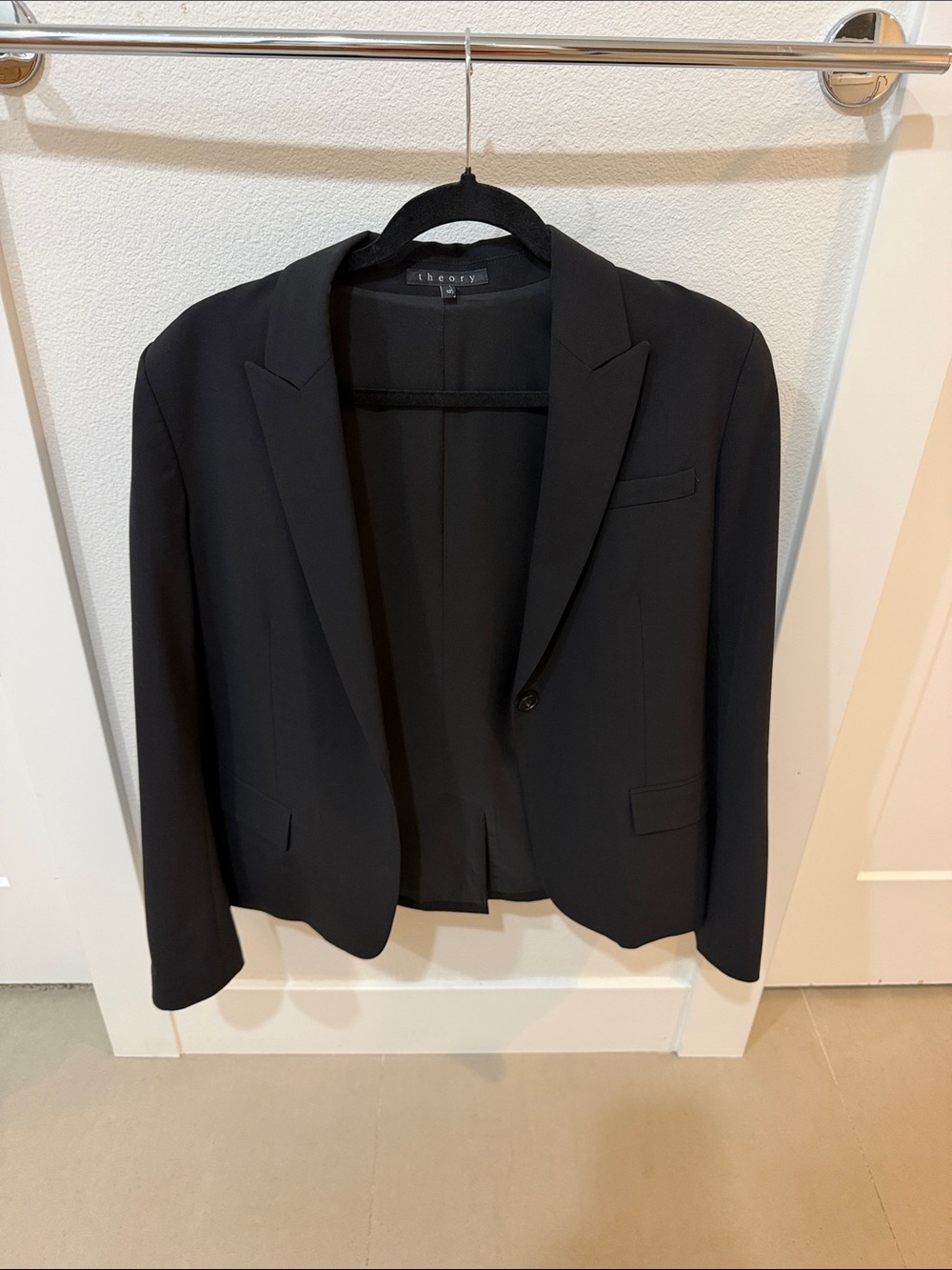 Theory Black Single-Button Tailored Blazer